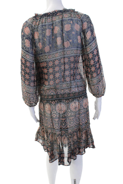 Velvet by Graham & Spencer Womens 3/4 Sleeve V Neck Abstract Dress Navy Size XS