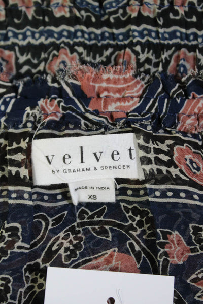 Velvet by Graham & Spencer Womens 3/4 Sleeve V Neck Abstract Dress Navy Size XS