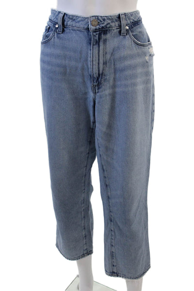 Paige Womens Cotton Zip Button Straight Leg Denim Jeans Blue Size EUR 30