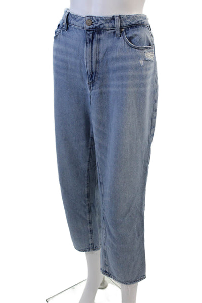 Paige Womens Cotton Zip Button Straight Leg Denim Jeans Blue Size EUR 30