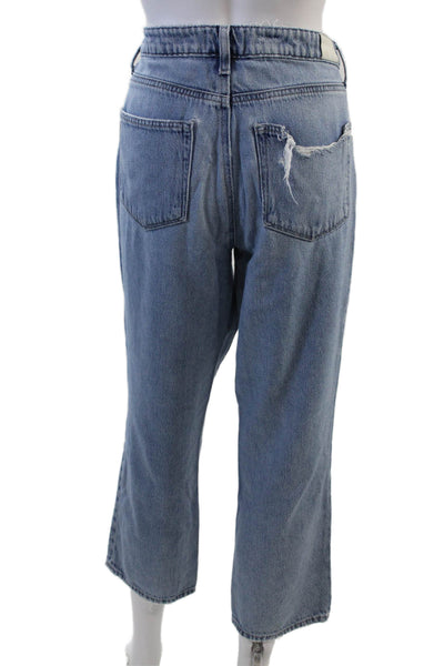Paige Womens Cotton Zip Button Straight Leg Denim Jeans Blue Size EUR 30