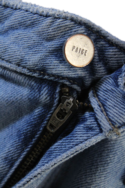 Paige Womens Cotton Zip Button Straight Leg Denim Jeans Blue Size EUR 30