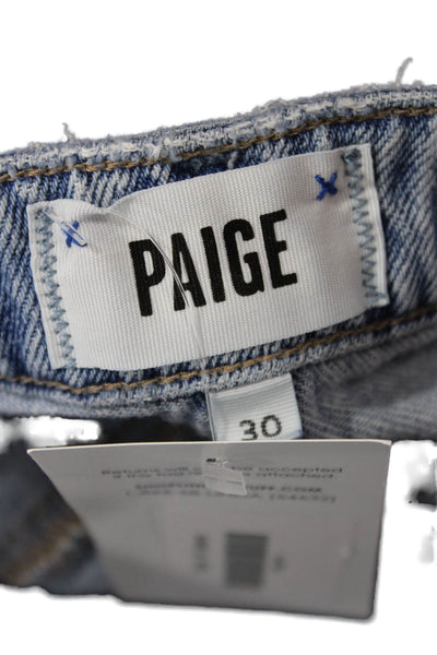 Paige Womens Cotton Zip Button Straight Leg Denim Jeans Blue Size EUR 30