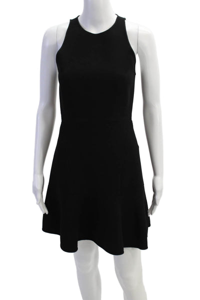 Theory Women's High Neck Sleeveless Tiered Flare Mini Dress Black Size 0