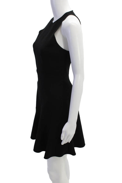 Theory Women's High Neck Sleeveless Tiered Flare Mini Dress Black Size 0