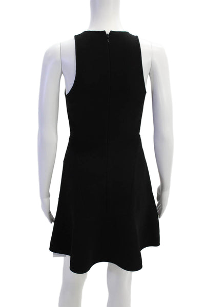 Theory Women's High Neck Sleeveless Tiered Flare Mini Dress Black Size 0