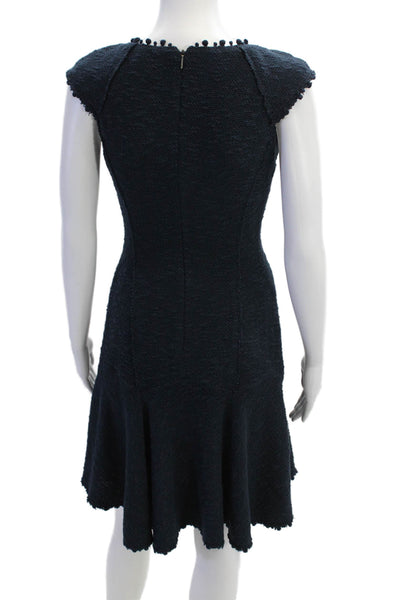 Rebecca Taylor Women's Round Neck Sleeveless Tassel Mini Dress Blue Size 0