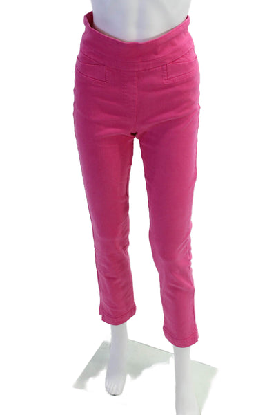 Renuar Womens Cotton Blend Mid-Rise Pull On Straight Leg Pants Pink Size 2