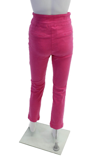 Renuar Womens Cotton Blend Mid-Rise Pull On Straight Leg Pants Pink Size 2