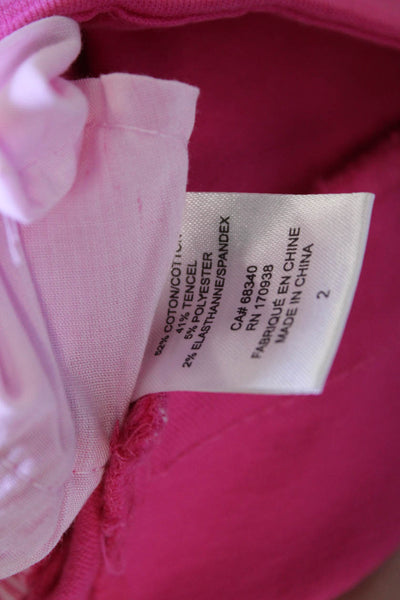 Renuar Womens Cotton Blend Mid-Rise Pull On Straight Leg Pants Pink Size 2