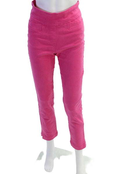 Renuar Womens Cotton Blend Mid-Rise Pull On Straight Leg Pants Pink Size 12