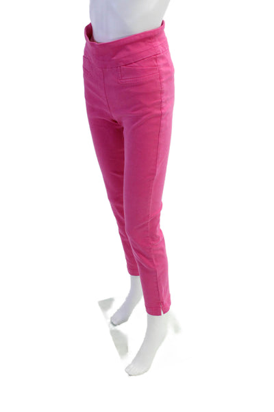 Renuar Womens Cotton Blend Mid-Rise Pull On Straight Leg Pants Pink Size 12