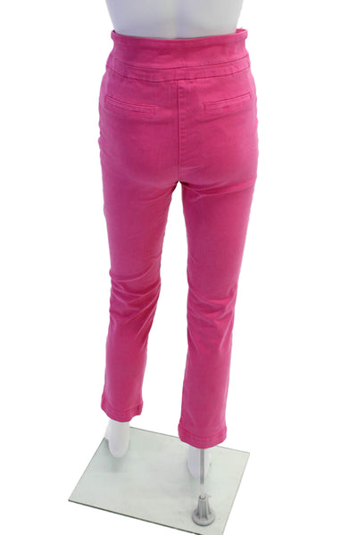 Renuar Womens Cotton Blend Mid-Rise Pull On Straight Leg Pants Pink Size 12