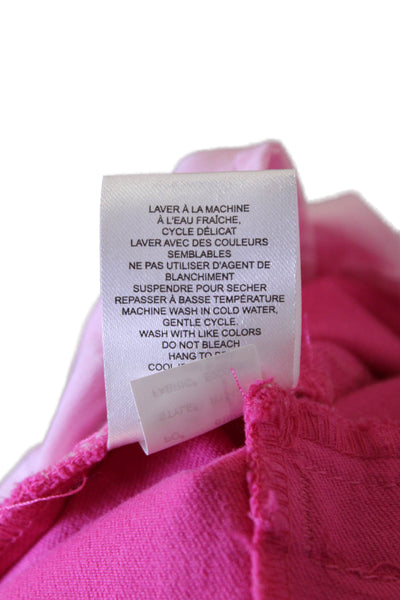 Renuar Womens Cotton Blend Mid-Rise Pull On Straight Leg Pants Pink Size 12