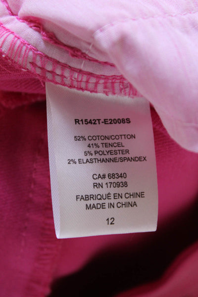 Renuar Womens Cotton Blend Mid-Rise Pull On Straight Leg Pants Pink Size 12