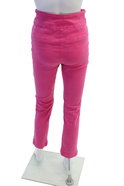 Renuar Womens Cotton Blend Mid-Rise Pull On Straight Leg Pants Pink Size 0