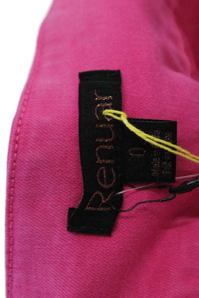 Renuar Womens Cotton Blend Mid-Rise Pull On Straight Leg Pants Pink Size 0