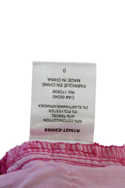 Renuar Womens Cotton Blend Mid-Rise Pull On Straight Leg Pants Pink Size 0