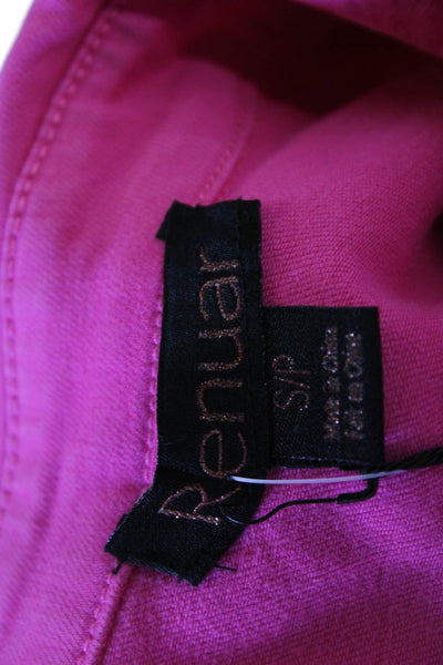 Renuar Womens Cotton Blend Collared Button Up Denim Jacket Pink Size S