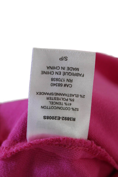 Renuar Womens Cotton Blend Collared Button Up Denim Jacket Pink Size S