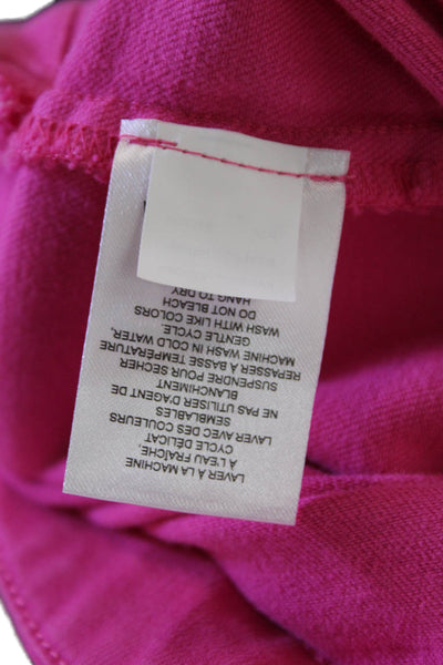 Renuar Womens Cotton Blend Collared Button Up Denim Jacket Pink Size S