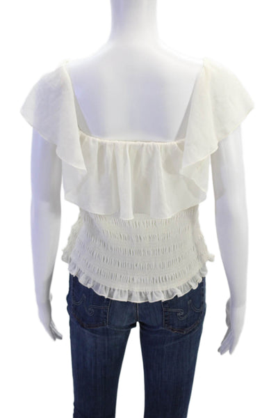 Wilfred Womens Smocked Off The Shoulder Sleeveless Blouse White Size M