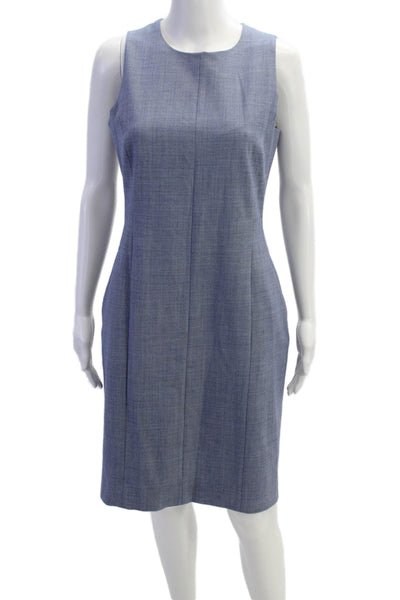 M.M. Lafleur Womens Sleeveless Zippered Knee Length Shift Dress Blue Size 4