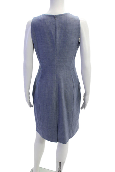 M.M. Lafleur Womens Sleeveless Zippered Knee Length Shift Dress Blue Size 4