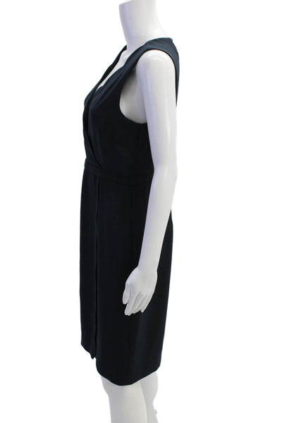 J Crew Womens Scalloped Edge Detail Zippered Sleeveless Dress Dark Blue Size 8