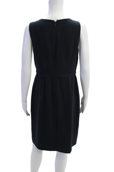 J Crew Womens Scalloped Edge Detail Zippered Sleeveless Dress Dark Blue Size 8