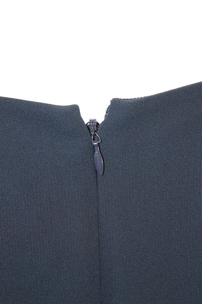 J Crew Womens Scalloped Edge Detail Zippered Sleeveless Dress Dark Blue Size 8