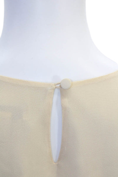 J Crew Womens Silk Sleeveless Pleated Rhinestoned Detail Blouse Beige Size 2