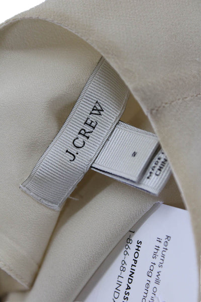 J Crew Womens Silk Sleeveless Pleated Rhinestoned Detail Blouse Beige Size 2