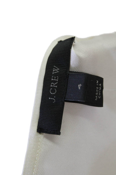 J Crew Womens Silk Pleated Neckline Ruffle Sleeveless Blouse White Size 4