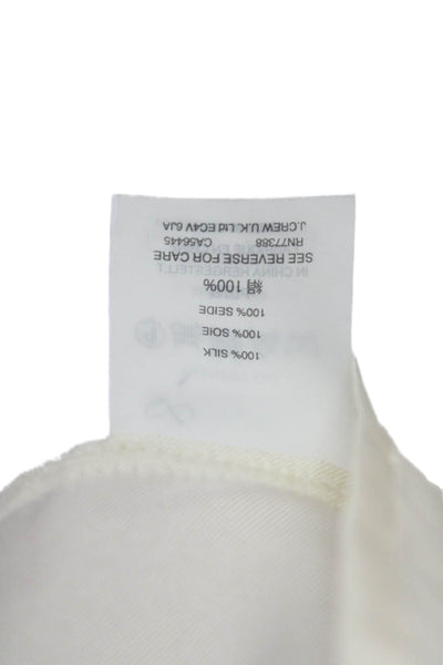 J Crew Womens Silk Pleated Neckline Ruffle Sleeveless Blouse White Size 4