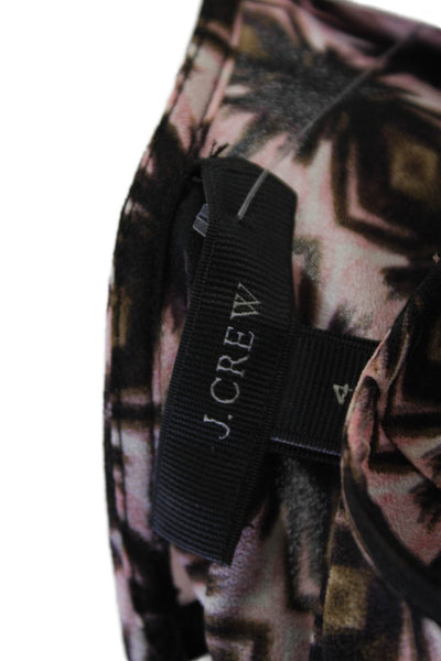 J Crew Womens Short Split Sleeve Geometric Print Round Hem Blouse Black Size 4