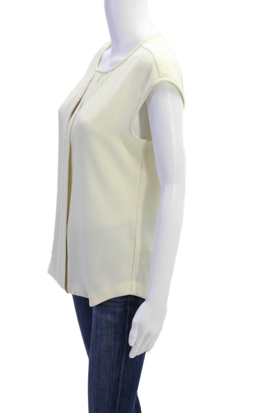 J Crew Womens Sleeveless V-Neck Single Pleat Detail Blouse White Size 4