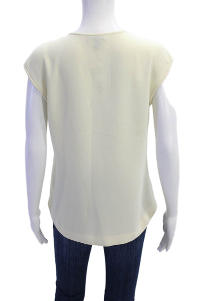 J Crew Womens Sleeveless V-Neck Single Pleat Detail Blouse White Size 4