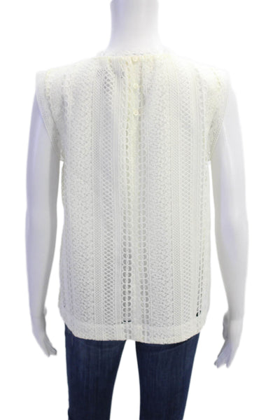 J Crew Womens Eyelet Lace Overlay Detail Sleeveless Blouse White Size 6