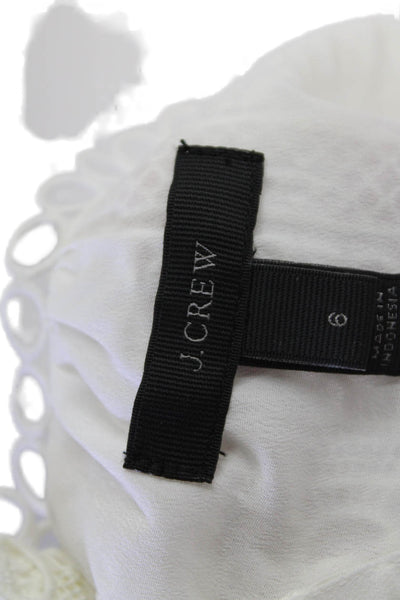 J Crew Womens Eyelet Lace Overlay Detail Sleeveless Blouse White Size 6