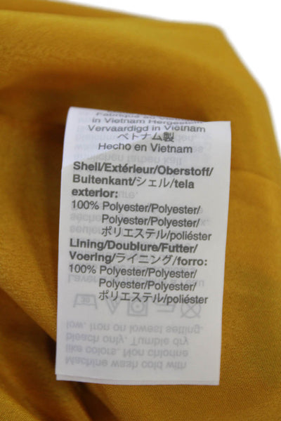 J Crew Womens Floral Ruffled Collar V-Neck Short Sleeve Blouse Yellow Size S