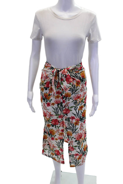 J Crew Womens Cotton Floral Knotted Waist Slit Detail Maxi Skirt White Size S