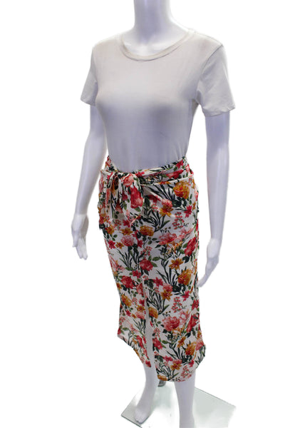 J Crew Womens Cotton Floral Knotted Waist Slit Detail Maxi Skirt White Size S