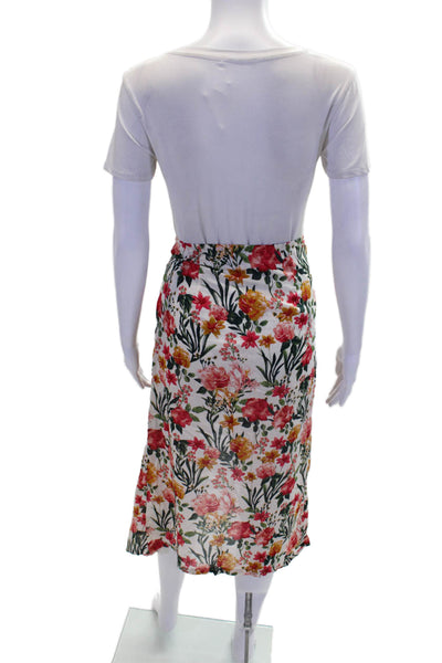 J Crew Womens Cotton Floral Knotted Waist Slit Detail Maxi Skirt White Size S