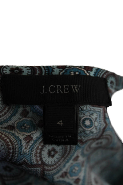 J Crew Womens Silk Sleeveless Pleated Neckline Detail Blouse Blue Size 4