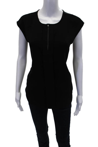 J Crew Womens Sleeveless V-Neck Single Pleat Detail Blouse Black Size 4