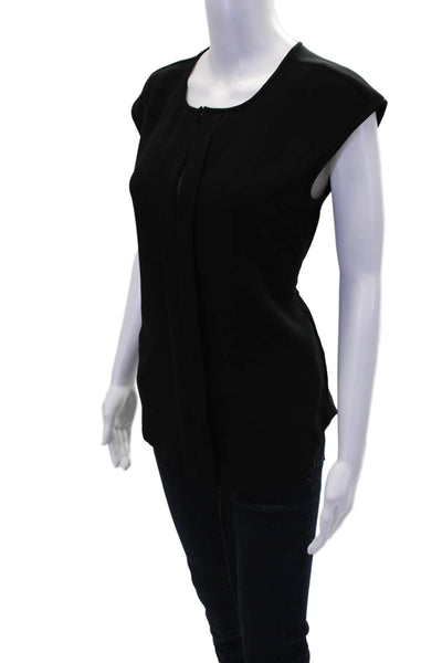 J Crew Womens Sleeveless V-Neck Single Pleat Detail Blouse Black Size 4