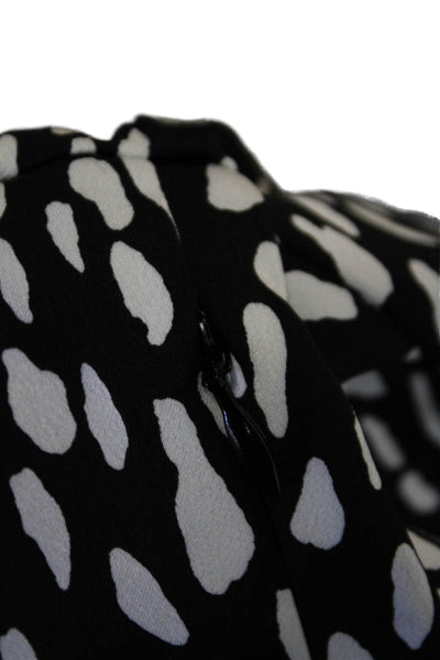 J Crew Womens V-Neck Long Sleeve Spotted Print Buttoned Blouse Black Size 8