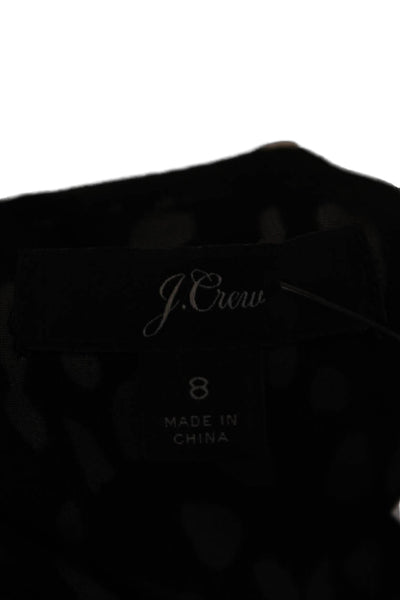J Crew Womens V-Neck Long Sleeve Spotted Print Buttoned Blouse Black Size 8