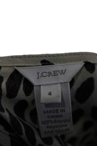 J Crew Womens Round Neck Long Sleeve Spotted Print Blouse Beige Size 4